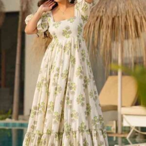 Home olive bloom maxi dress